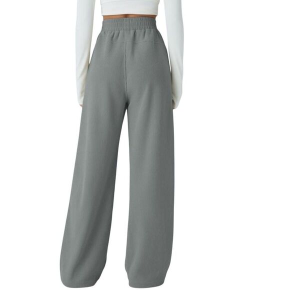NWT Halara Gray High Waisted Side Pocket Straight Mop Corduroy Casual Pants XLP - Picture 4 of 11